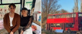 Paar baute den alten Bus in ein zweistöckiges Haus um