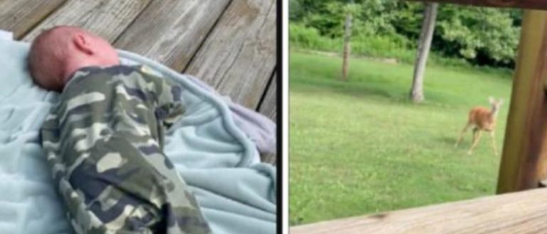 Das Kindermädchen aus dem Wald eilte zu Hilfe, als sie das Baby auf dem Balkon weinen hörte